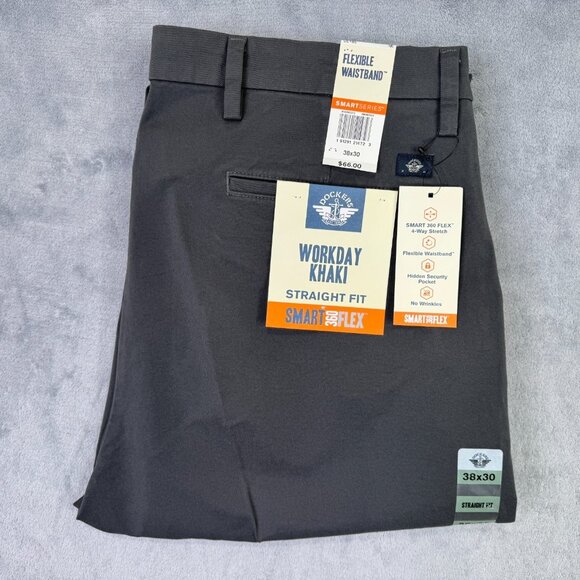 Dockers Workday Khaki Pants Mens 38x30 Gray Straight Fit Smart Flex Stretch NWT - Picture 13 of 13